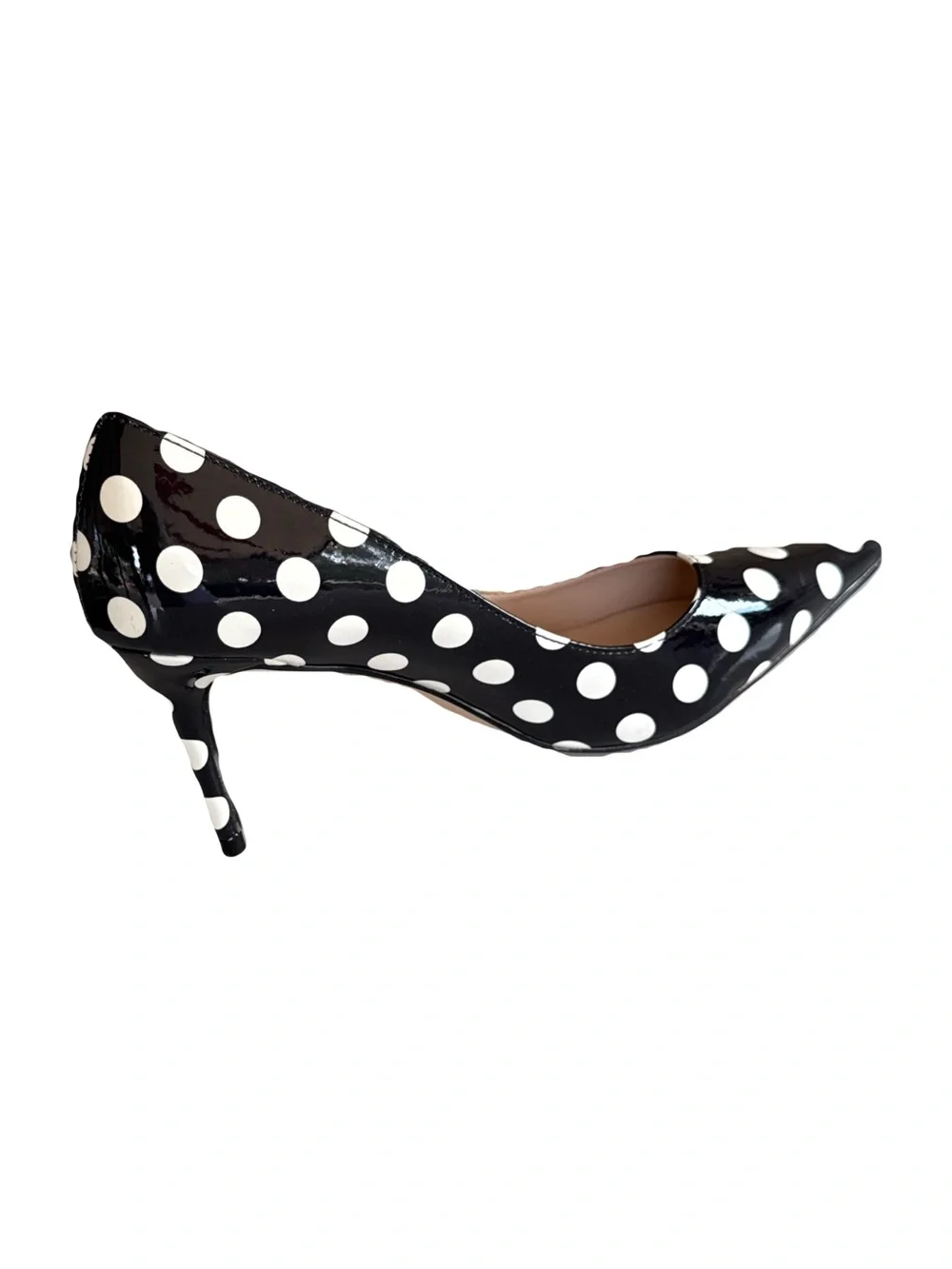 Patent Leather Black & White Polka Dot Heels 8